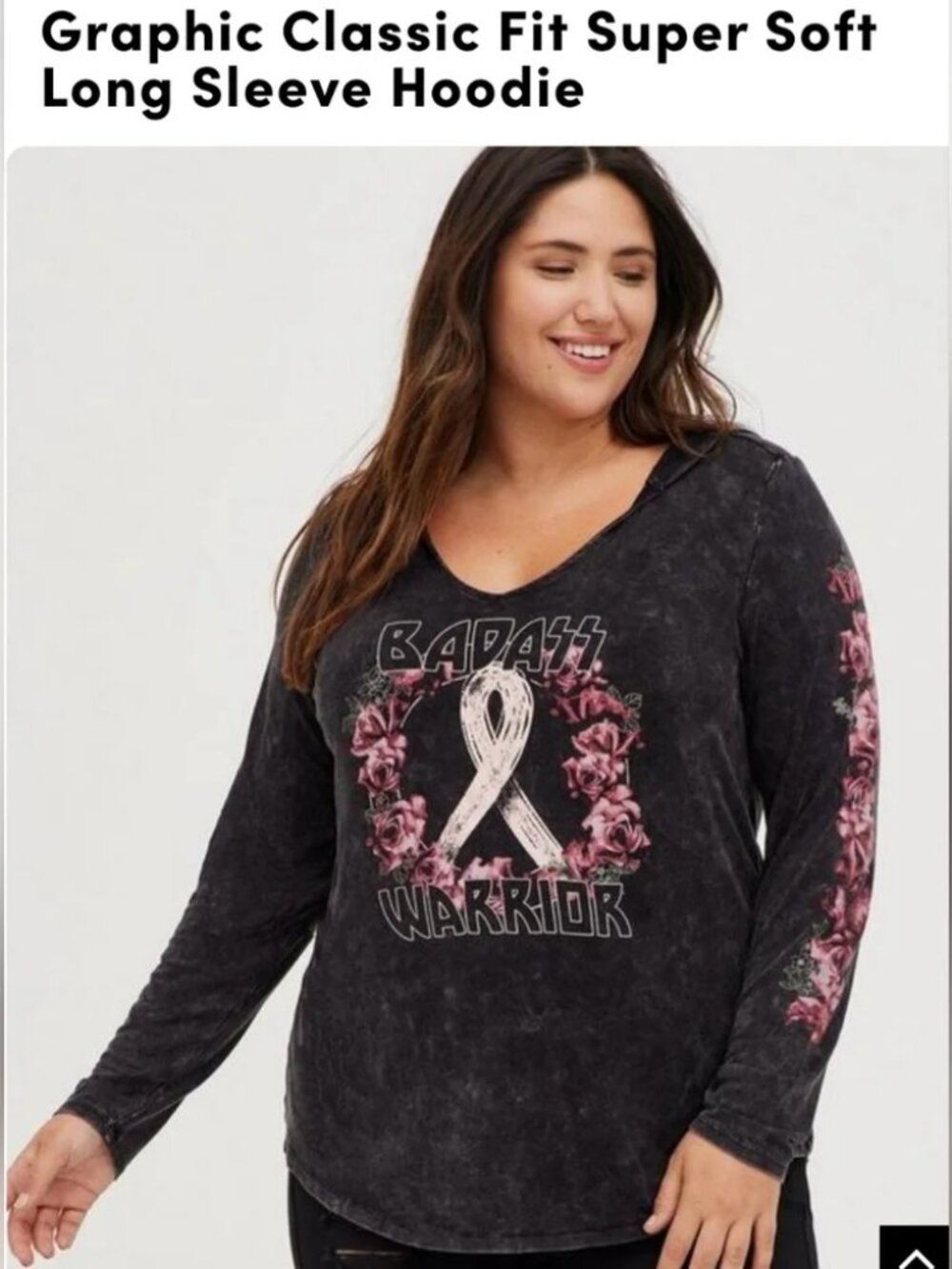 Torrid "Badass Warrior" Breast Cancer Awareness Hoodie Size 6X (30/32)